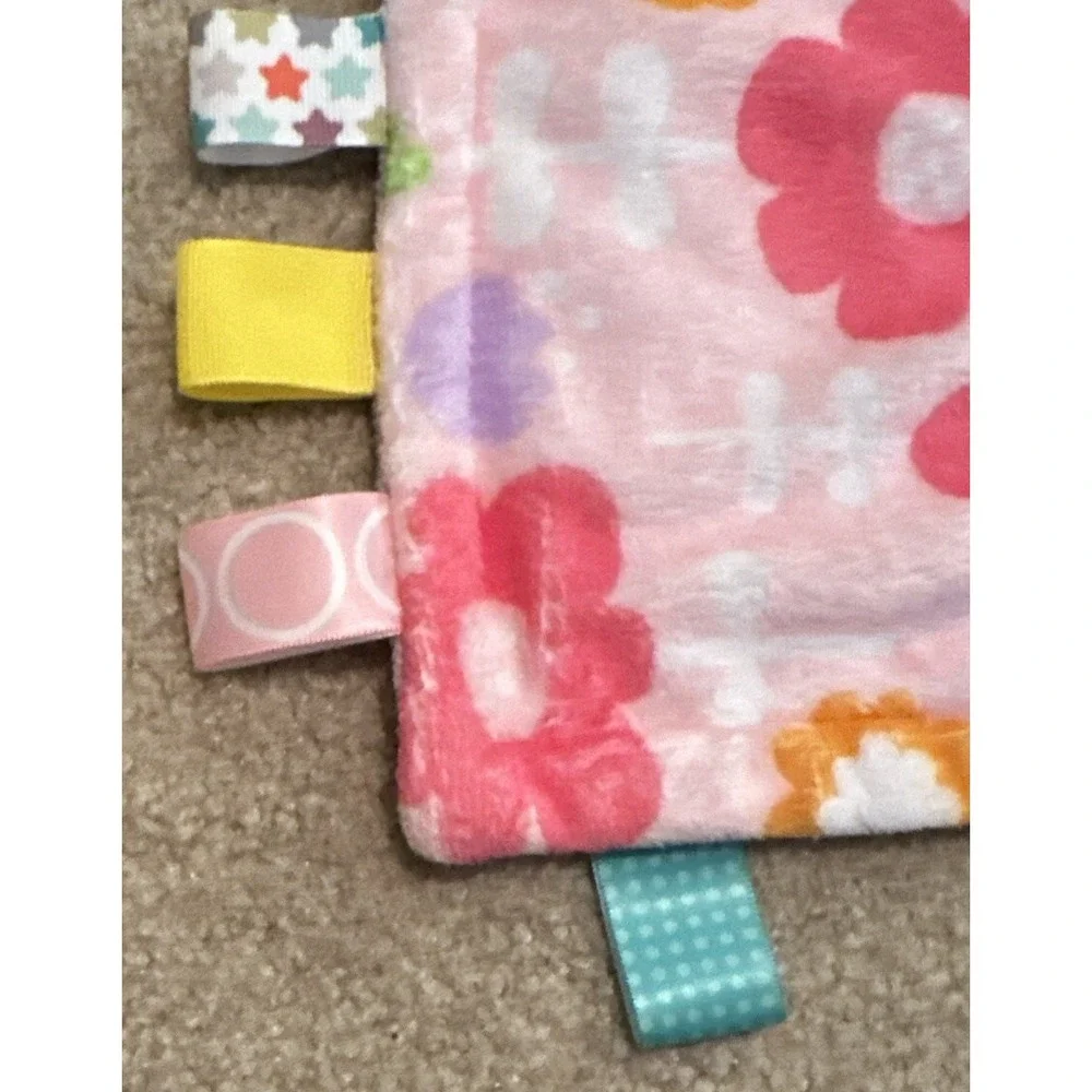Bright Starts Tag Pink Flowers Baby Lovey Security Blanket Tags‎ Teething 12